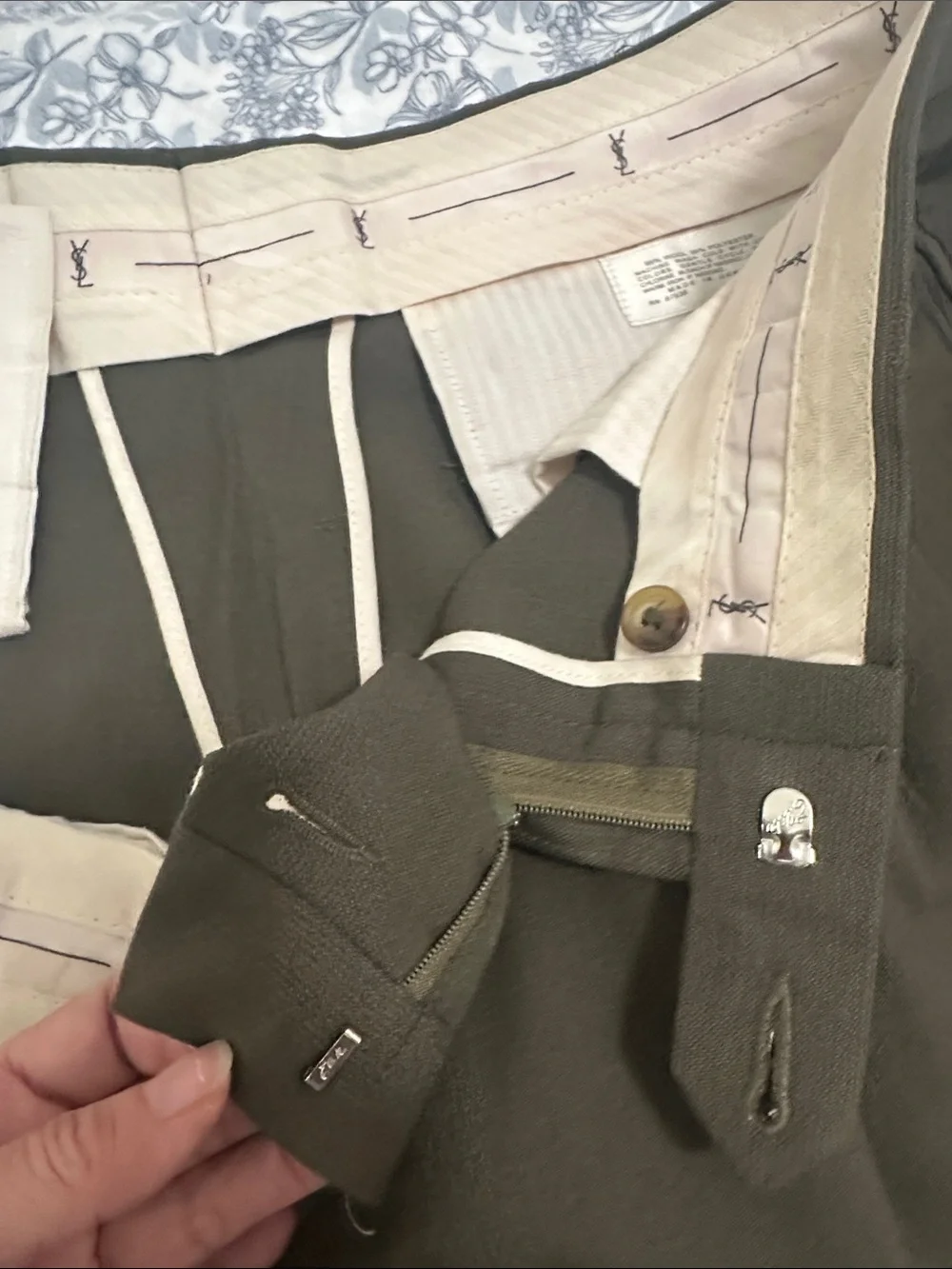 Yves Saint Laurent Men's Olive Dress Trousers